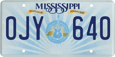 MS license plate OJY640