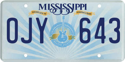 MS license plate OJY643