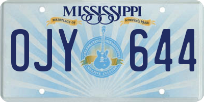 MS license plate OJY644