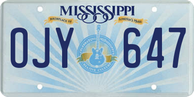 MS license plate OJY647