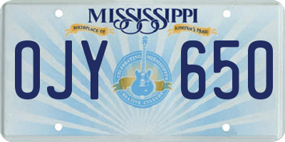 MS license plate OJY650