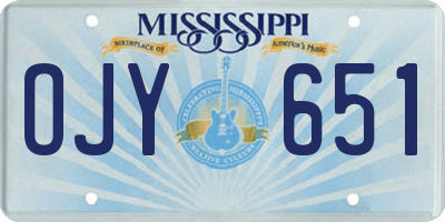 MS license plate OJY651