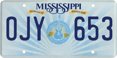MS license plate OJY653