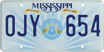 MS license plate OJY654