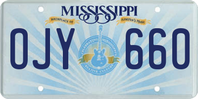MS license plate OJY660