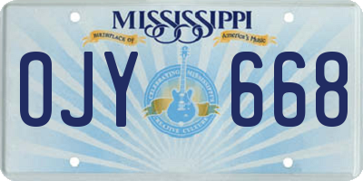 MS license plate OJY668