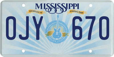 MS license plate OJY670