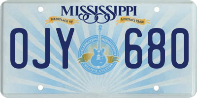MS license plate OJY680