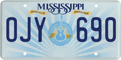 MS license plate OJY690