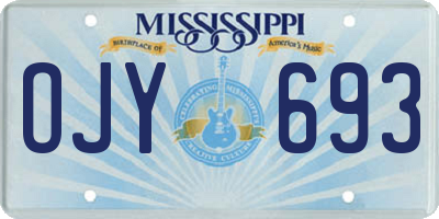 MS license plate OJY693
