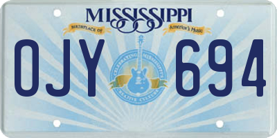 MS license plate OJY694
