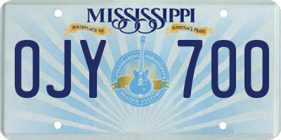 MS license plate OJY700