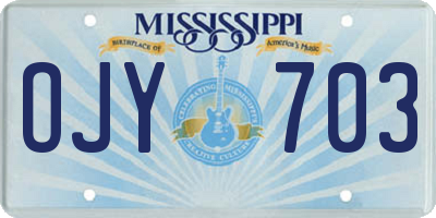 MS license plate OJY703