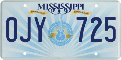 MS license plate OJY725
