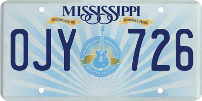 MS license plate OJY726