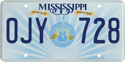 MS license plate OJY728