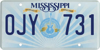 MS license plate OJY731