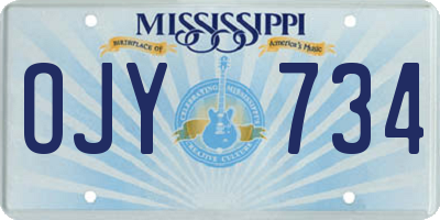 MS license plate OJY734