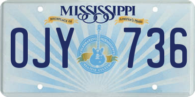 MS license plate OJY736