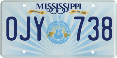 MS license plate OJY738