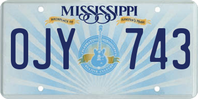 MS license plate OJY743