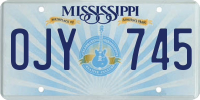 MS license plate OJY745