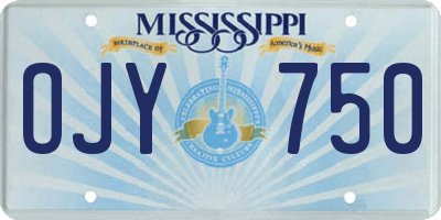 MS license plate OJY750