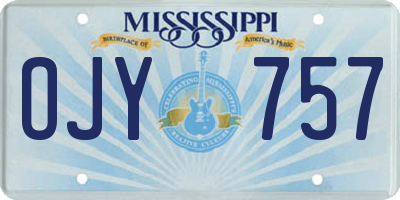 MS license plate OJY757