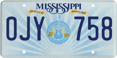 MS license plate OJY758