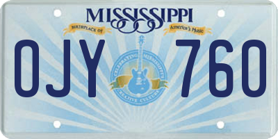MS license plate OJY760