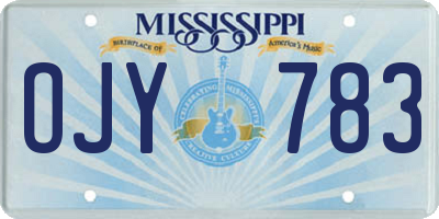 MS license plate OJY783