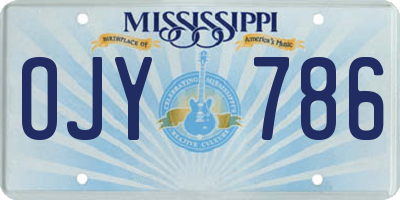 MS license plate OJY786