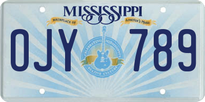 MS license plate OJY789