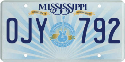 MS license plate OJY792