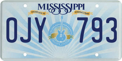 MS license plate OJY793