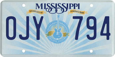 MS license plate OJY794