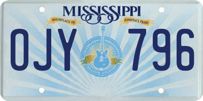 MS license plate OJY796