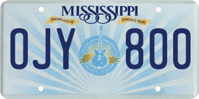 MS license plate OJY800