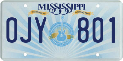 MS license plate OJY801