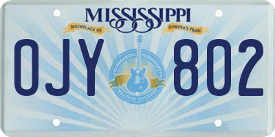MS license plate OJY802
