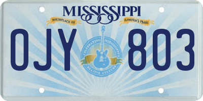 MS license plate OJY803