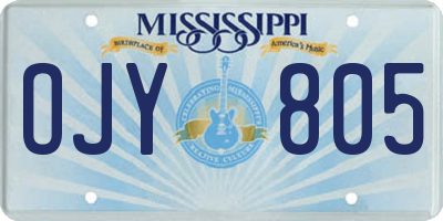 MS license plate OJY805