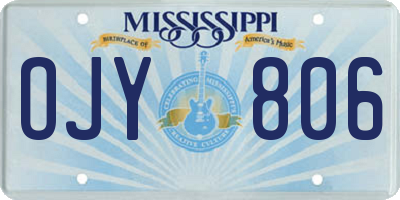 MS license plate OJY806