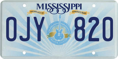 MS license plate OJY820