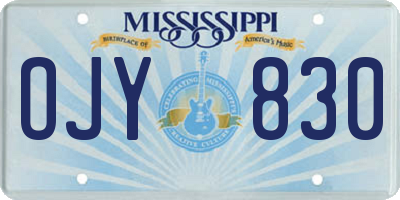 MS license plate OJY830