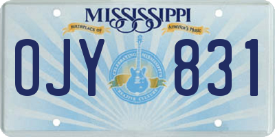MS license plate OJY831