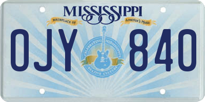 MS license plate OJY840
