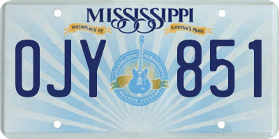 MS license plate OJY851