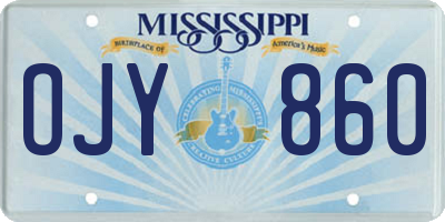 MS license plate OJY860