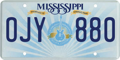 MS license plate OJY880